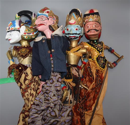 Four traditional Indonesian hand puppets